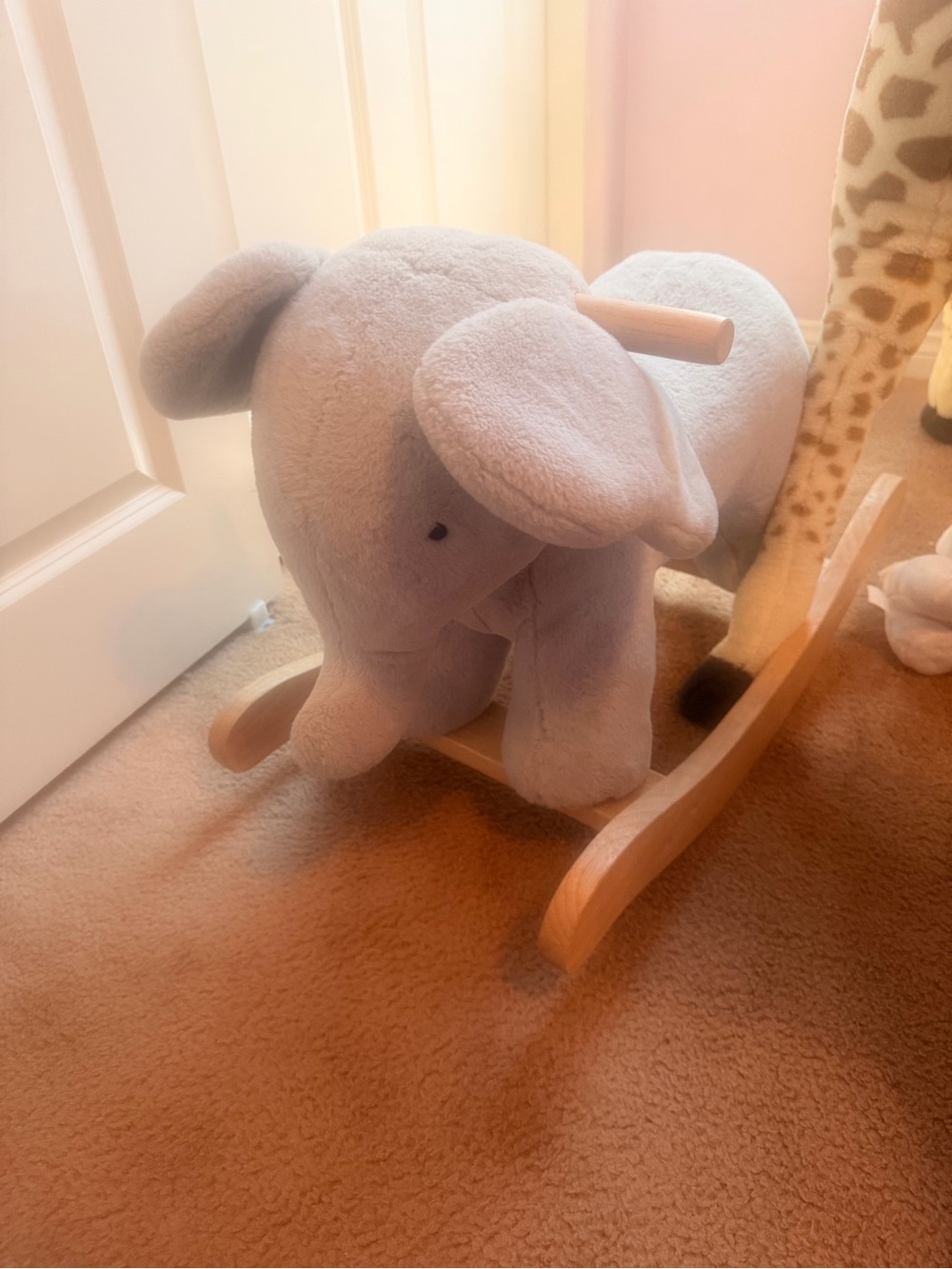 Pottery Barn Plush Gray Elephant Rocker in Light Gray